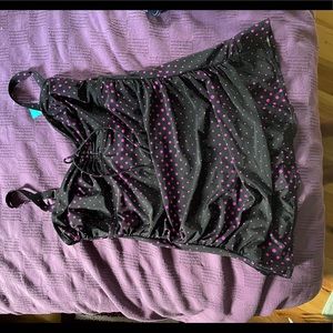 Pink polkadot swim dress